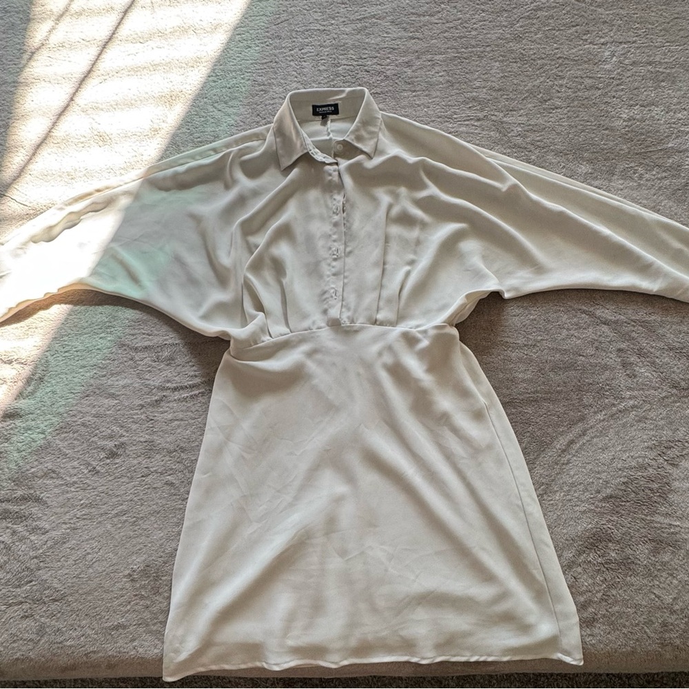 Express Cream Long Sleeve Dress